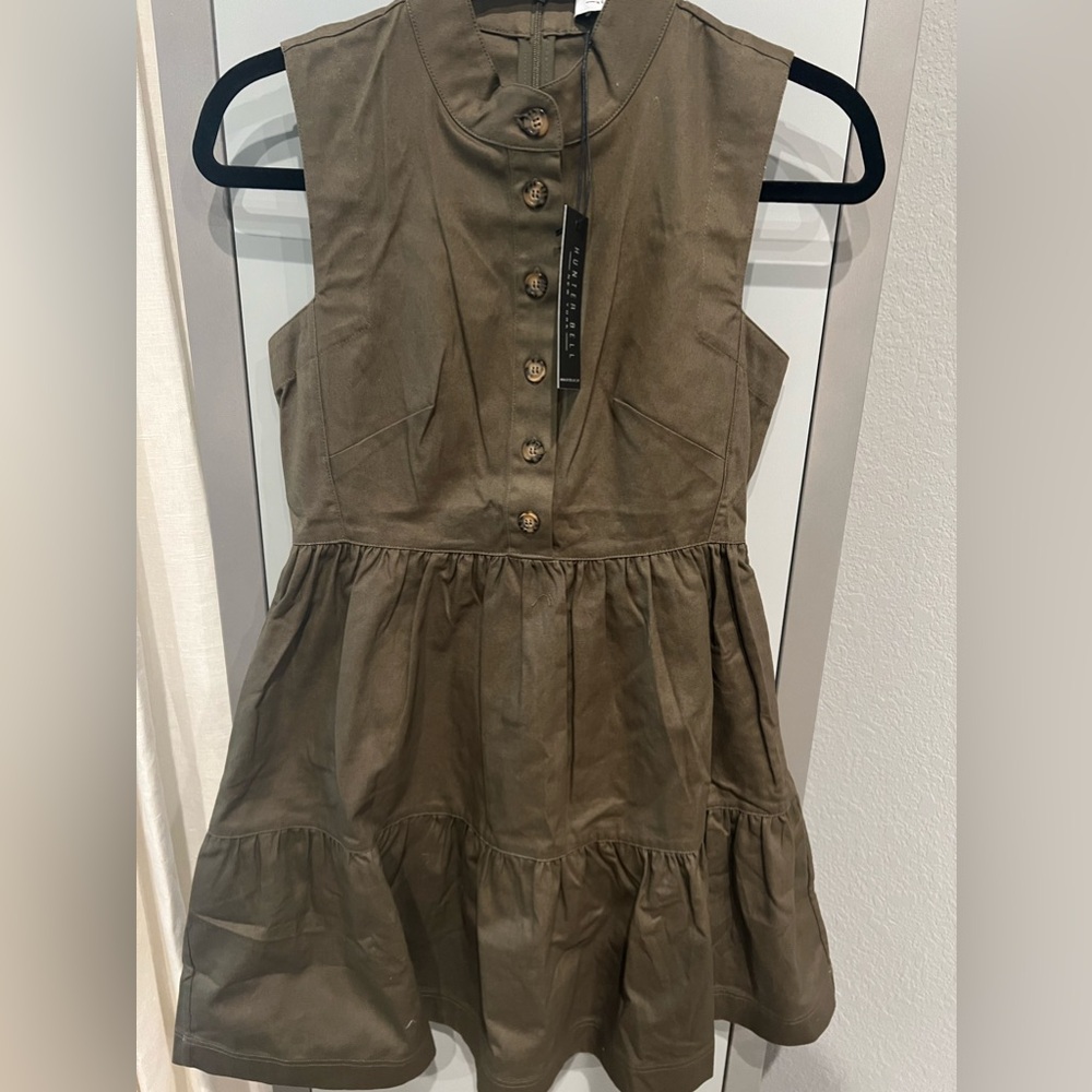 Hunter Bell mock neck dress, hunter/army/olive green